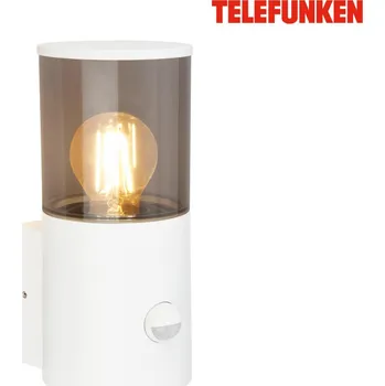 Venkovní osvětlení BRILONER TELEFUNKEN venkovní nástěnné svítidlo, pohybové čidlo, ochrana proti stříkající vodě, kouřové sklo, bílé 322306TF