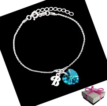 Náramek Náramek s písmenem B a srdíčkem Swarovski, stříbro 925