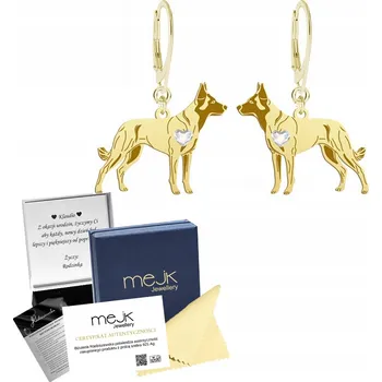 Náušnice Zlaté Náušnice s pejskem plemene Malinois 925, šperk pro ženu Dárek GRAVÍROVÁNÍ DÁREK