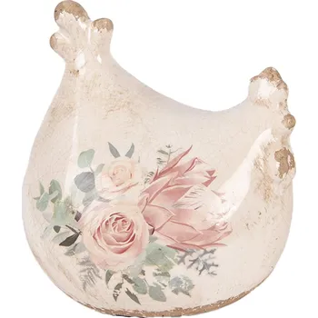 Clayre & Eef - Dekorativní keramická slepička VINTAGE ROSE 6CE2394