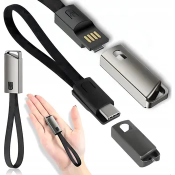 Kabel Nabíječka Přívěsek Na Klíče Šňůrka na Data USB-C - USB-A Rychlé Nabíjení