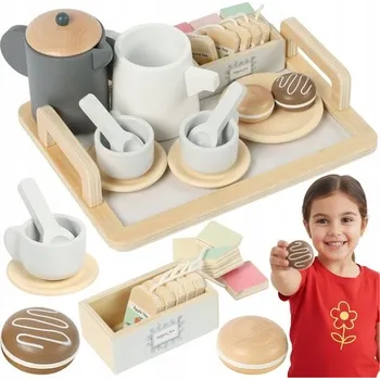 Dřevěná hračka Dřevěná Sada na Čaj pro Děti KRUZZEL Příslušenství Konvička Dárek