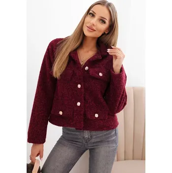 Kesi Włoski Dámská bunda s vlnou a nadýchanou strukturou a ozdobnými knoflíky švestková Kesi Włoski šedá | tmavě červená 3378908