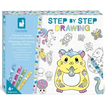 omalovánky Janod Atelier Step by step Kreativní sada Kreslení krok za krokem s fixy