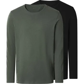 Pánské tričko esmara Men Pánské triko s dlouhými rukávy, 2 kusy (černá/khaki, XL (56/58))