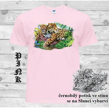 Chlapecké tričko detske-bavlnene_tricko_uv_potisk_jaguari Barva: Pink - růžová, velikost: 164