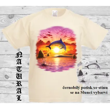 detske-bavlnene_tricko_uv_potisk_delfin_slunce Barva: Natural - přírodní, velikost: 152