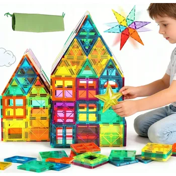 ostatní stavebnice VELKÉ MAGNETICKÉ STAVEBNICE KREATIVNÍ MAGNETIC TILES 3D SADA 40 DÍLKŮ DÁREK