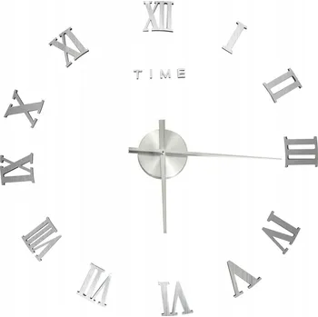 Hodiny Velké stříbrné 3D nástěnné hodiny, průměr 100 cm