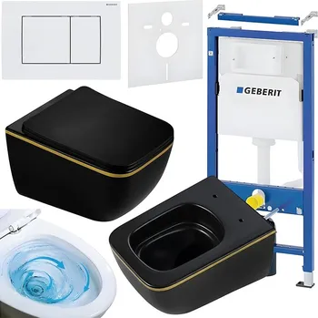 Klozet BPS-koupelny Podomítkový modul Geberit DuoFix s WC mísou YU-MTB-GL-TR-03 + ovládací tlačítko Delta 30 bílá