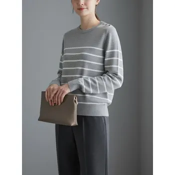 Oblečení a móda Sinsay - Pruhovaný svetr s ozdobnými knoflíky na ramenou - šedá - 064IJ-09P - 064IJ-09P-M