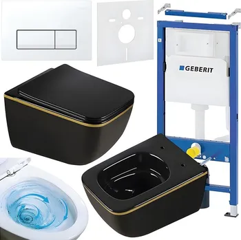 Klozet BPS-koupelny Podomítkový modul Geberit DuoFix s WC mísou YU-BL-GL-TR-03 + ovládací tlačítko Delta 50 bílá