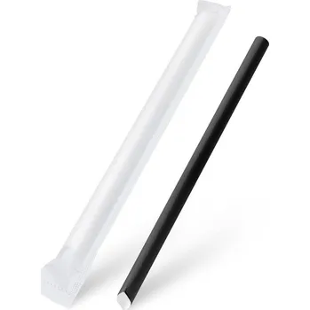 Jednorázové nádobí Slámka papírová Bubble Tea černá průměr 12mm x 21cm jednotlivě balená [100 ks],rychlé dodání