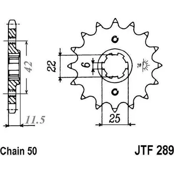 Řetězová sada pro motocykl Řetězové kolečko JT JTF 289-15 15 zubů, 530