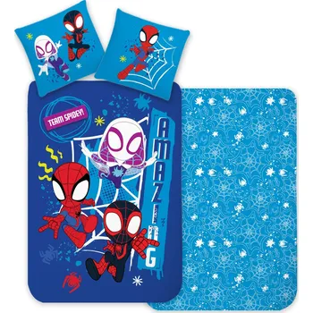 Povlečení Jerry Fabrics Spidey modré 140 x 200, 70 x 90 cm zip