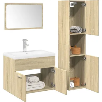 Koupelnový nábytek vidaXL Set koupelnového nábytku dřevotříska [3324993] Barva: dub sonoma