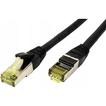 Síťový kabel ROLINE Síťový kabel patchcord RJ45 venkovní kat.6A S/FTP LSOH černý 1m