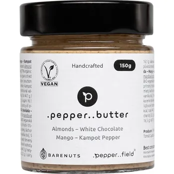 Mandlové máslo s bílou čokoládou, mangem a Kampotským pepřem