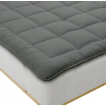 Matrace PODLOŽKA NA MATRACE 180 x 200 cm Z MIKROVLÁKNA PRODYŠNÁ TOPPER SVĚTLE ŠEDÁ