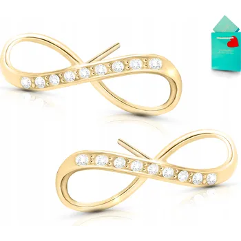 Náušnice Stříbrné náušnice pozlacené puzetky s kubickými zirkony 925 nekonečno