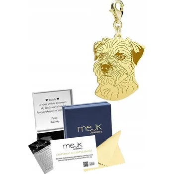 Přívěsek Pozlacený přívěsek s pejskem plemene Border Terrier s DEDIKACÍ DÁREK