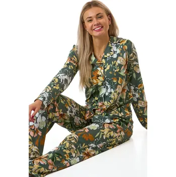 Dámské pyžamo Elegantní zelené dámské pyžamo s exotickým květinovým vzorem 1B2277 zelená xxxl