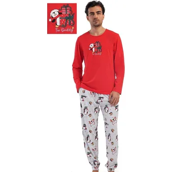Pánské pyžamo Červené i šedé Vánoční pyžamo pro muže, pro tatínka 1P1842 červená s