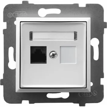 Elektrická zásuvka Ospel ARIA Single počítačová zásuvka, kat. 5e MMC bílá GPK-1U/K/m/00