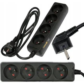 Napájecí kabel VOREL PRODLUŽOVACÍ KABEL UZEMNĚNÝ 4 ZÁSUVKY 1,5m ČERNÝ