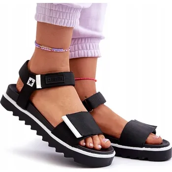 Dámské sandále DÁMSKÉ SANDÁLY NA SUCHÝ ZIP PLATFORMA BIG STAR NN274778 ČERNÉ 40