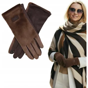 Rukavice DÁREK pro ni DÁMSKÉ DOTYKOVÉ RUKAVICE hnědé na SMARTPHONE ZATEPLENÉ