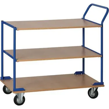 Policový vozík s madlem, do 210 kg, 3 police