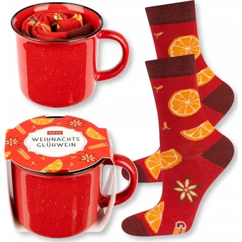 Dámské ponožky SOXO dámské ponožky Vánoční Svařené víno + hrnek