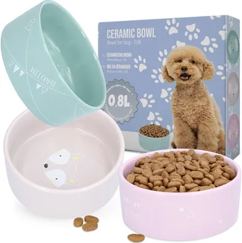 Miska pro psa Jedna keramická miska, vícebarevná, 0,8 l