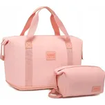 KONO set variabilní cestovní taška a kosmetická taštička - růžová- 26L