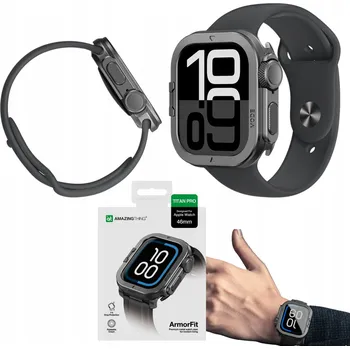 Pouzdro na mobilní telefon Pouzdro kovové AMAZINGTHING Titan Pro pro Apple Watch 11 46mm hliníkové - černé