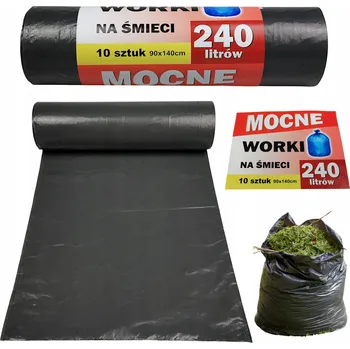 Pytle na odpadky PYTLE NA ODPADKY 10 KUSŮ UNIVERZÁLNÍ VELMI PEVNÉ PYTLE 90x140 CM - 240 L