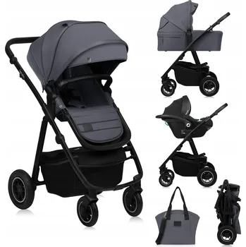 Kočárek Kombinovaný kočárek 3v1 (hluboký, sportovní, autosedačka) Lionelo LO-AMBER PLUS GREY GRAPHITE