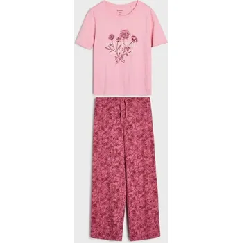 Dámská móda Sinsay - Dvoudílné bavlněné pyžamo - růžová - 412AM-30X - 412AM-30X-XL