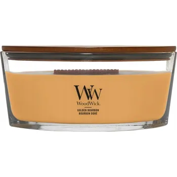 Svíčka Golden Bourbon - Woodwick - vonná svíčka elipsa s dřevěným knotem