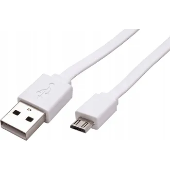 Datový kabel ROLINE USB 2.0 kabel, USB A(M) - microUSB B(M), 1m, plochý, bílý