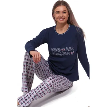 Dámské noční prádlo Luxusní pyžamo dámské Owls 1B1429 modrá xxl