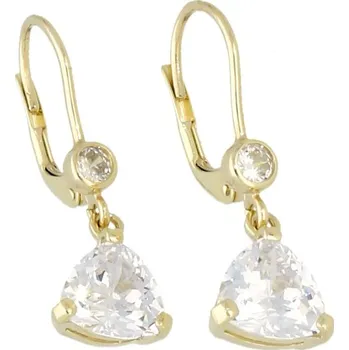 Náušnice Goldstore Zlaté náušnice se dvěma zirkony Váha: 3.38 g