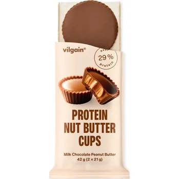Čokoláda Vilgain Protein Nut Butter Cups – Arašídové máslo v mléčné čokoládě 42&nbsp;g (2 x 21 g)