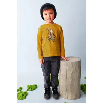 Dětská móda Dětské bavlněné tričko s dlouhým rukávem Mayoral 4087.5E.Mini.9BYA žlutá 18X, vel. 140