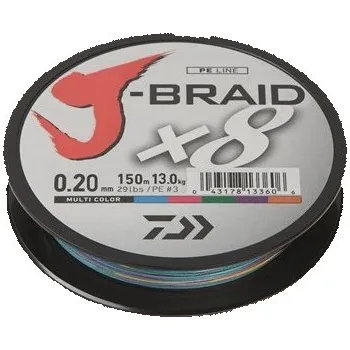 Daiwa Splétaná Šňůra J-Braid X8 Multicolor 150 m - 0,22 mm 17 kg