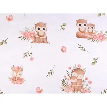 Bavlněná látka / plátno sovy Varianta: 2 (994) krémová nejsvět., Balení: 1 m