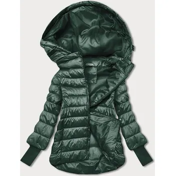 Tmavě zelená krátká dámská bunda s úpletovými stahovacími lemy (P22/P3-6636/P3-6023-33) odstíny zelené 50