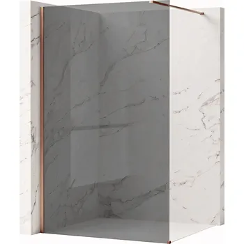 Bezrámová sprchová zástěna REA FLEXI BRUSH COPPER 120 cm, měď kartáčovaná/šedá kouřová - bez vaničky