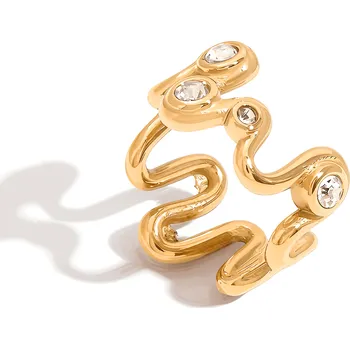 Prsten ELENYS Wave – pozlacený prsten 18K žluté zlato Velikost: 7 (EU: 54-56)